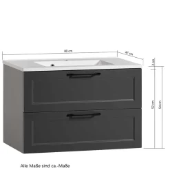 Dunkelgraue Waschkonsole mit Einlassbecken - Novelya