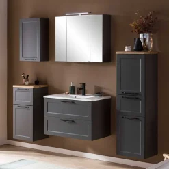 Dunkelgraue Waschkonsole mit Einlassbecken - Novelya