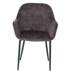 Dunkelgrauer Armlehnenstuhl aus Samt - Estateas (2er Set)