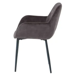 Dunkelgrauer Armlehnenstuhl aus Samt - Estateas (2er Set)