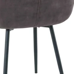 Dunkelgrauer Armlehnenstuhl aus Samt - Estateas (2er Set)