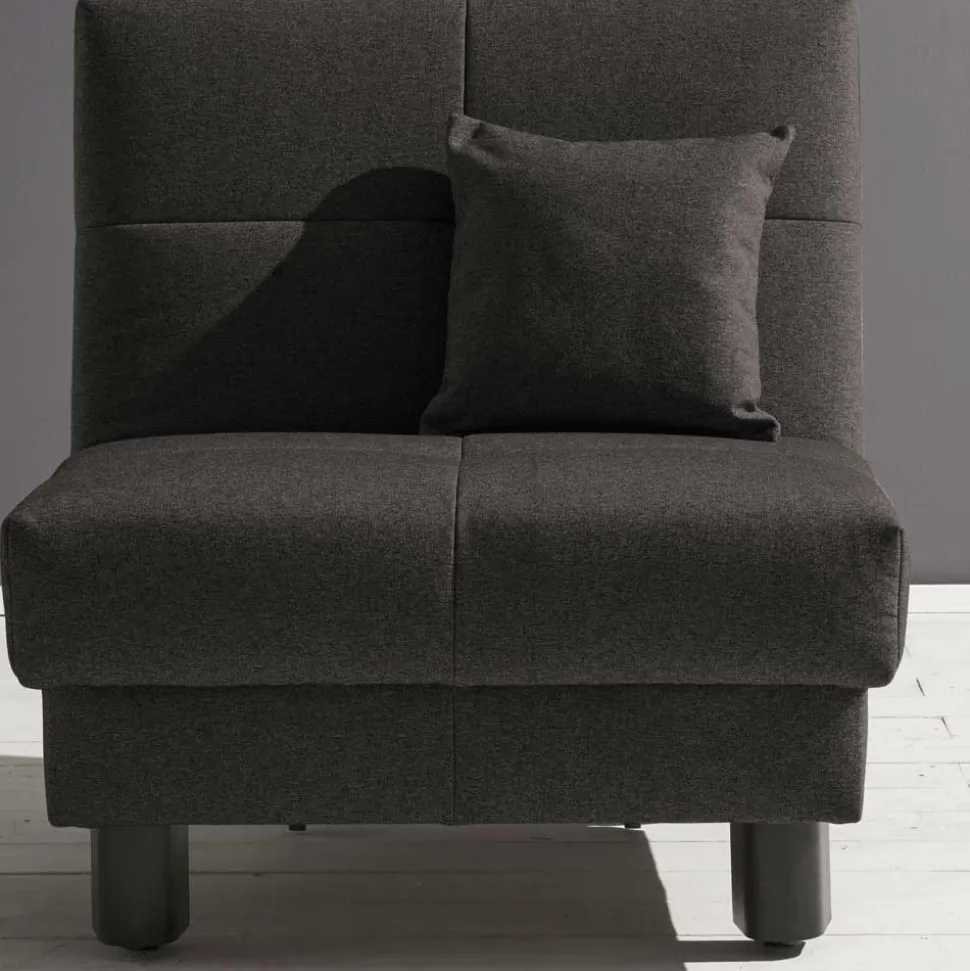 Dunkelgrauer Flachgewebe Sessel mit Schlaffunktion - Emli