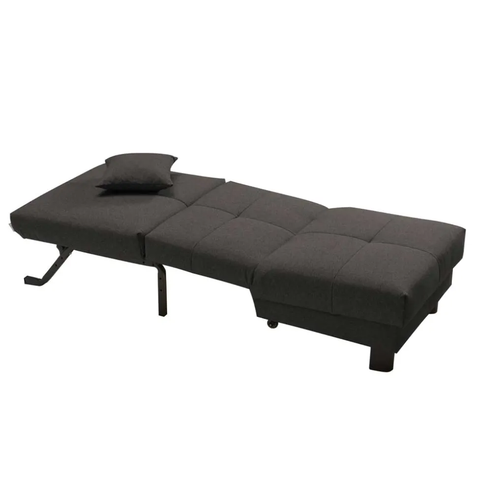 Dunkelgrauer Flachgewebe Sessel mit Schlaffunktion - Emli