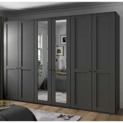 Dunkelgrauer Kleiderschrank 6-türig - Mataram I