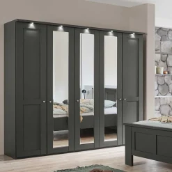 Dunkelgrauer Kleiderschrank mit Spiegeln - Mataram
