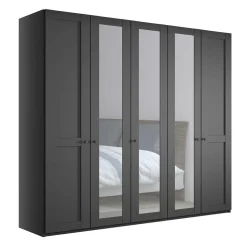 Dunkelgrauer Kleiderschrank mit Spiegeln - Mataram