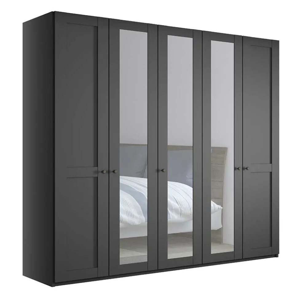 Dunkelgrauer Kleiderschrank mit Spiegeln - Mataram