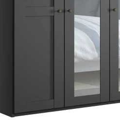 Dunkelgrauer Kleiderschrank mit Spiegeln - Mataram