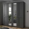 Dunkelgrauer Schlafzimmerschrank 4-türig - Mataram