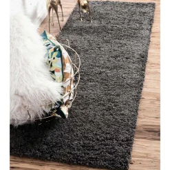 Dunkelgrauer Teppich mit Hochflor - Rosarios