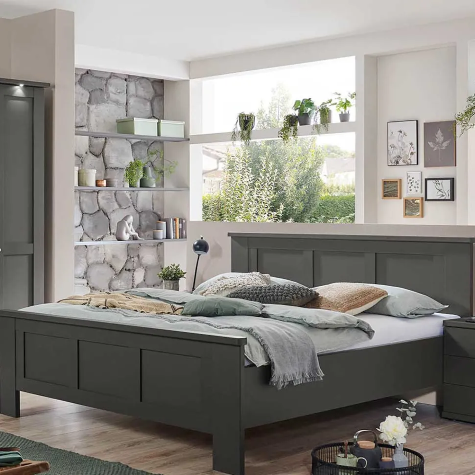 Dunkelgraues Bettgestell in 180 cm Breite - Mataram