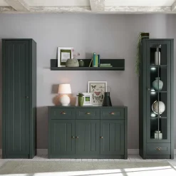Dunkelgrüne Country Möbel Set - Niestov (vierteilig)