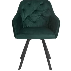 Dunkelgrüner Samt Drehstuhl für den Esstisch - Cali