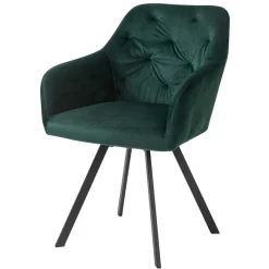 Dunkelgrüner Samt Drehstuhl für den Esstisch - Cali