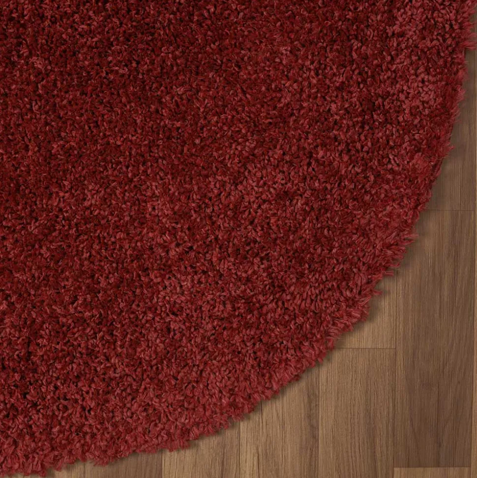 Dunkelroter Teppich in Rund - Salva