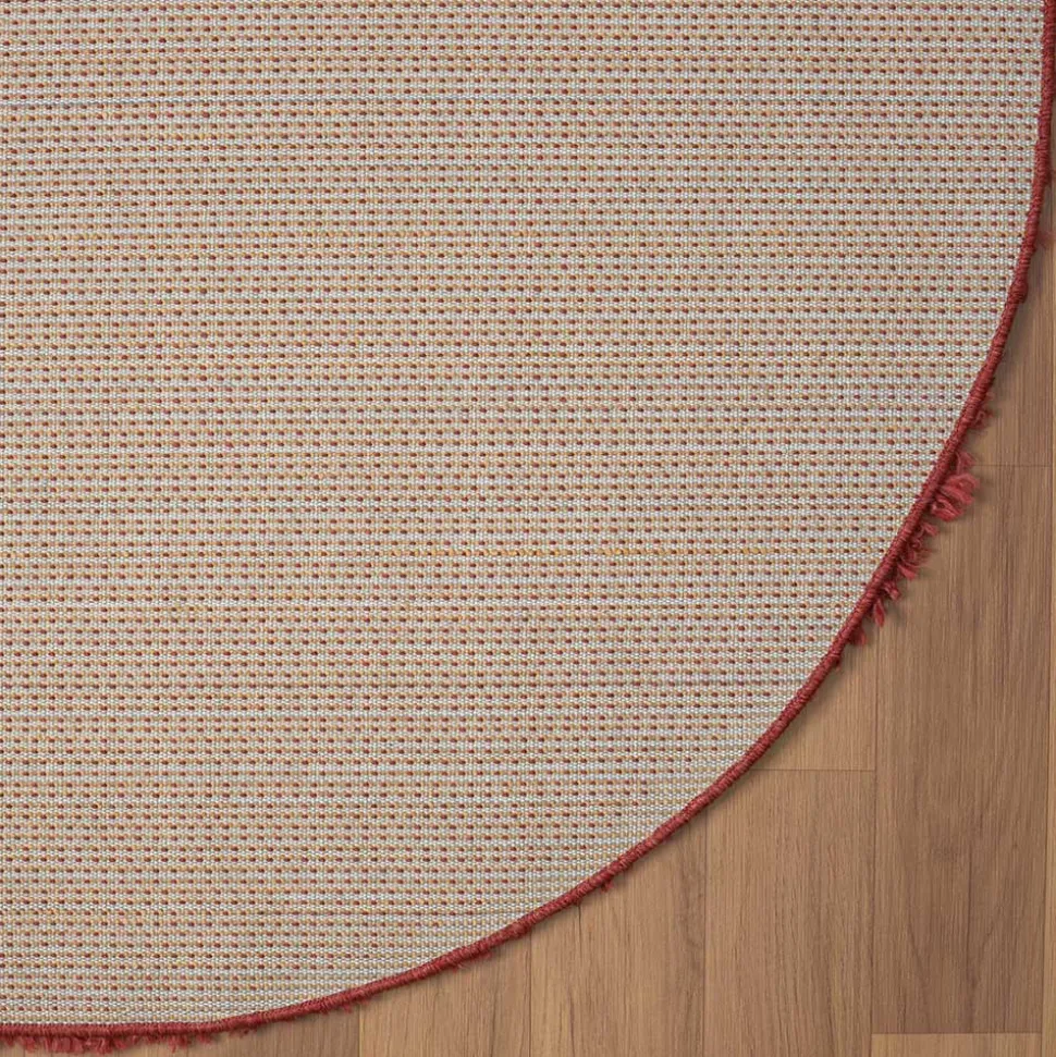 Dunkelroter Teppich in Rund - Salva