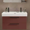 Dunkelroter Waschtisch für zwei Armaturen - Exeler