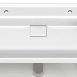 Dunkelroter Waschtisch für zwei Armaturen - Exeler