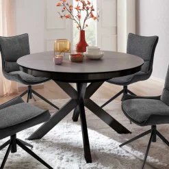 Dunkler Esstisch mit Butterflyauszug - Exmonda