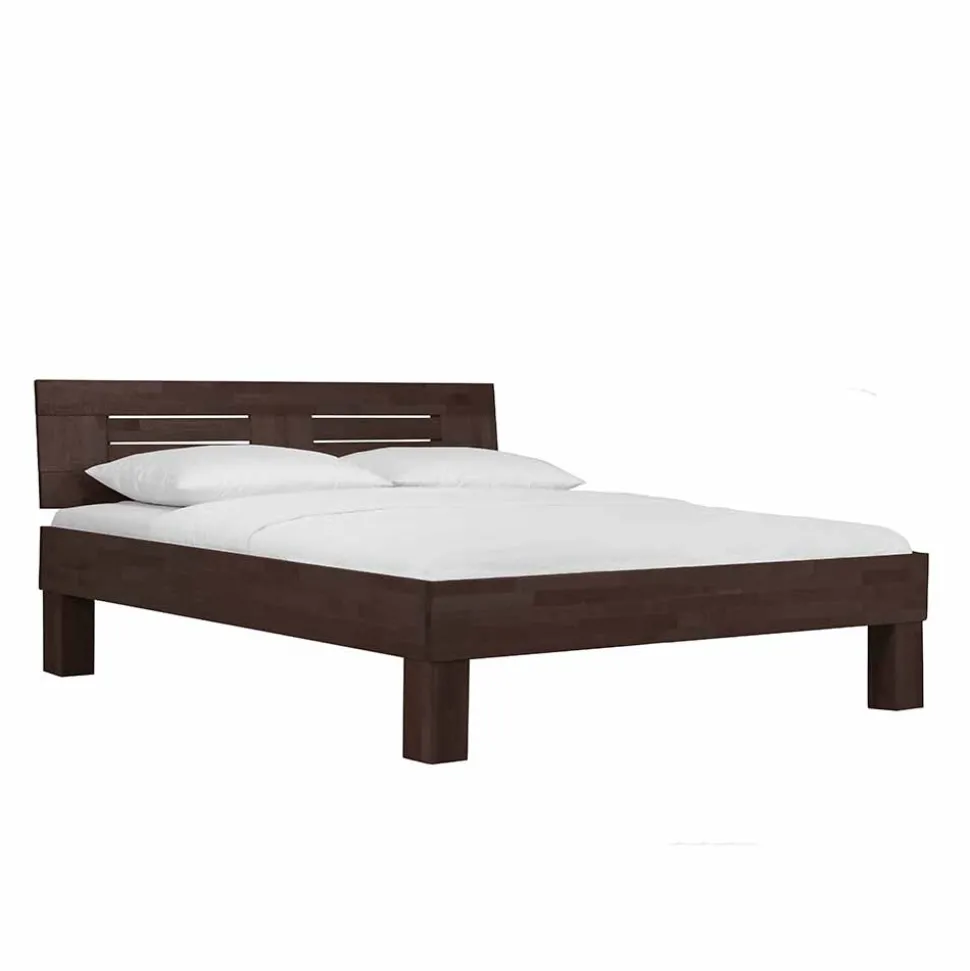 Dunkles Massivholz Bett Ceolata in Buche Wenge lackiert