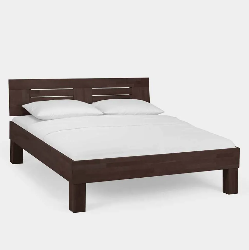 Dunkles Massivholz Bett Ceolata in Buche Wenge lackiert