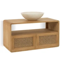 Echtholz Waschtisch aus Teak mit Wiener Geflecht - Tiranny