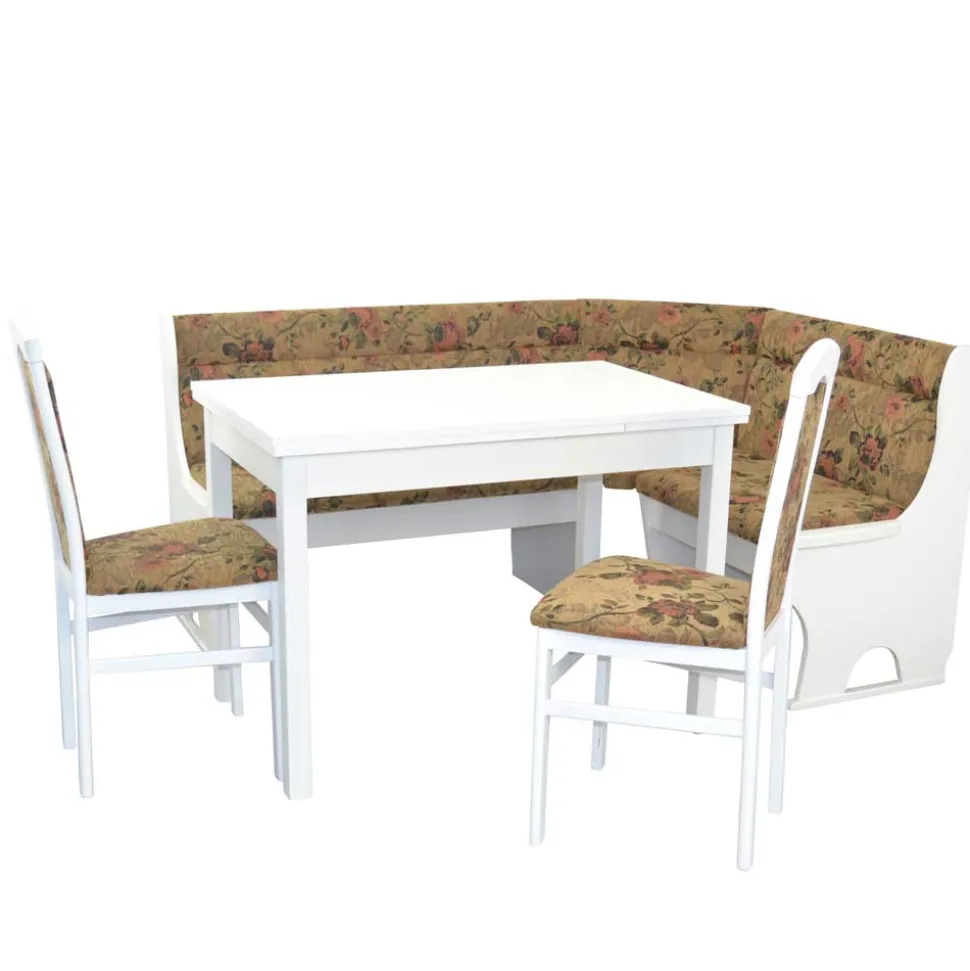 Eckbankgruppe in Weiß mit Brauntönen - Penal (vierteilig)