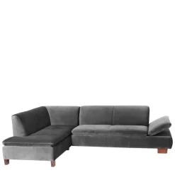 Eckcouch in Anthrazit mit Nussbaum Braun - Sevilaca