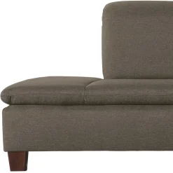 Eckcouch in Beigegrau mit Nussbaum - Abecra