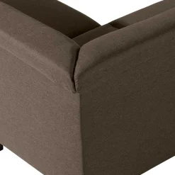 Eckcouch in Beigegrau mit Nussbaum - Abecra