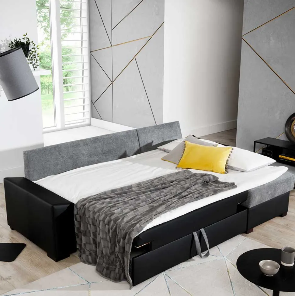 Eckcouch in Magenta und Schwarz - Piratro