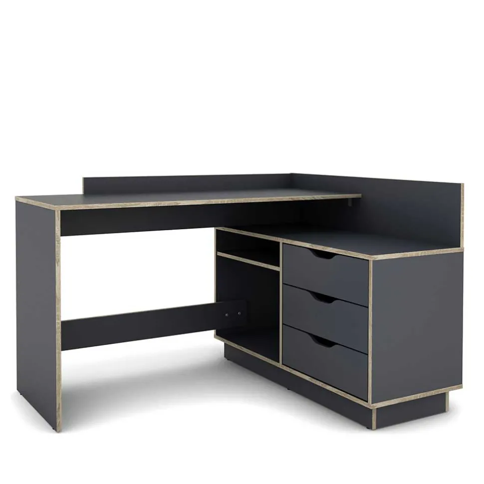 Eckschreibtisch in Anthrazit - Latina