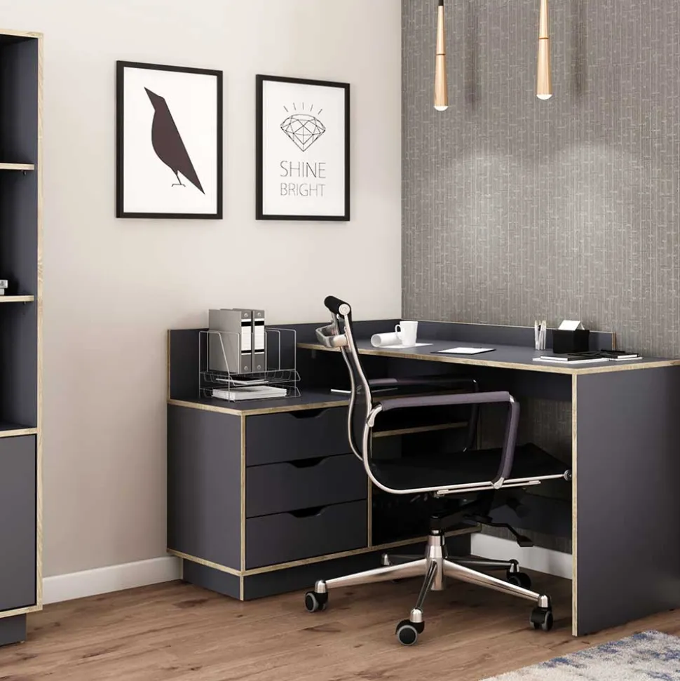 Eckschreibtisch in Anthrazit - Latina