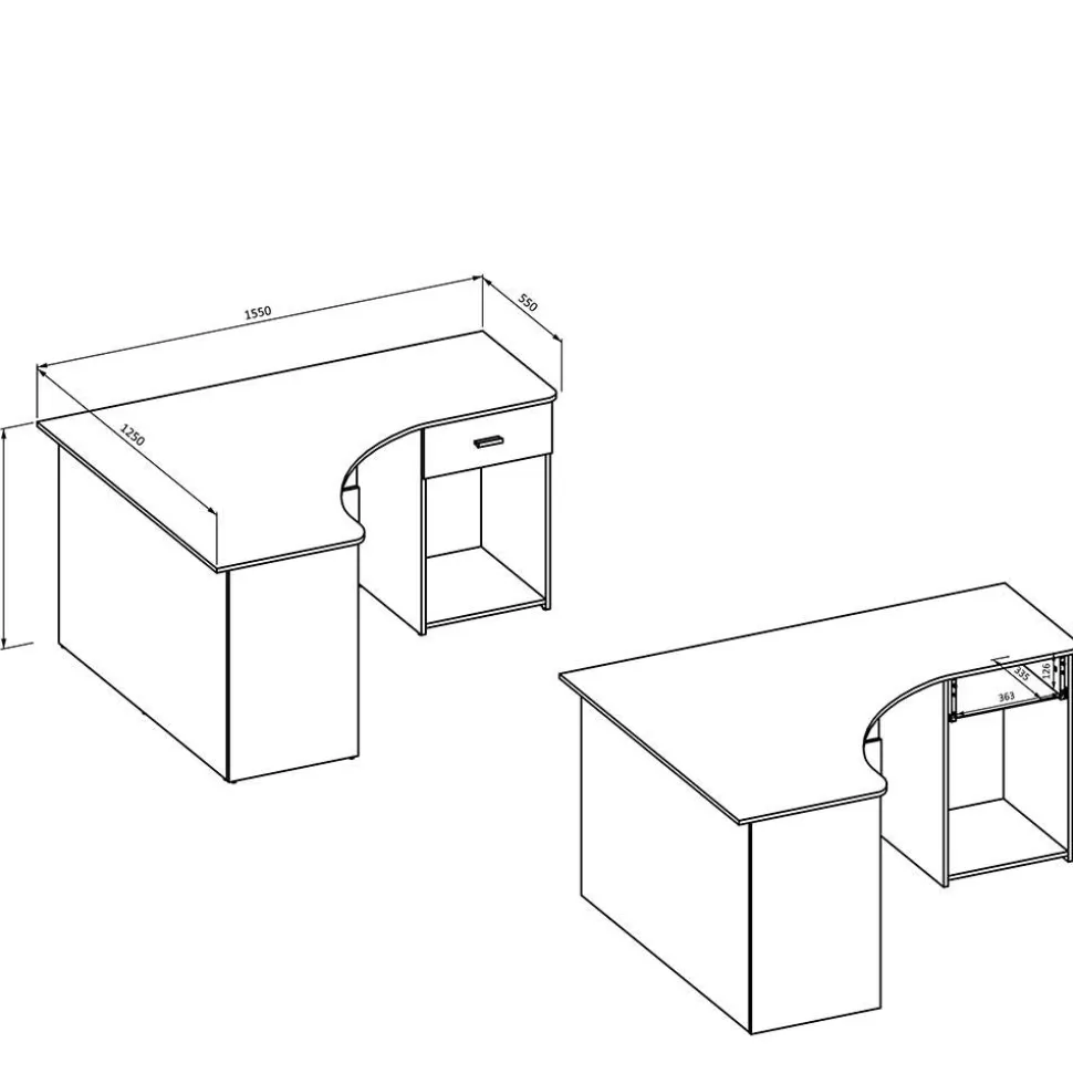 Eckschreibtisch in Wildeiche Optik & Schwarzgrau - Endra