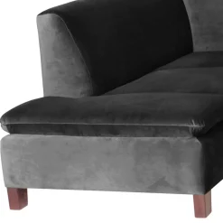 Ecksofa in Schwarz mit Nussbaum Braun - Satira