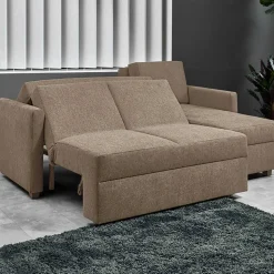 Ecksofa mit Schlaffunktion in Taupe - Movito