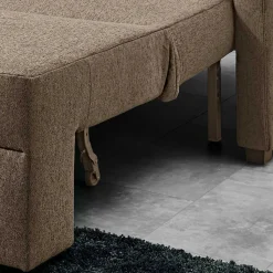 Ecksofa mit Schlaffunktion in Taupe - Movito