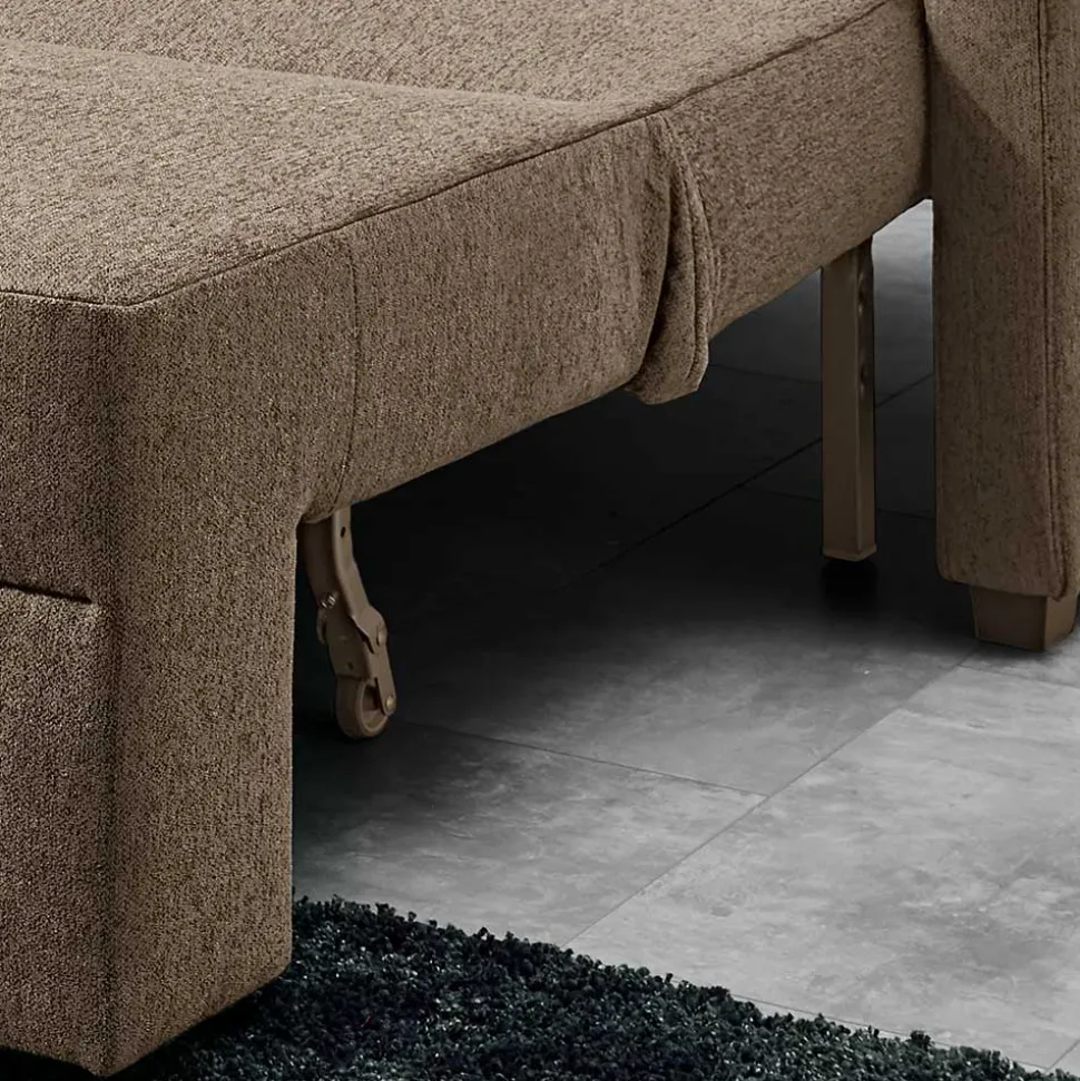 Ecksofa mit Schlaffunktion in Taupe - Movito