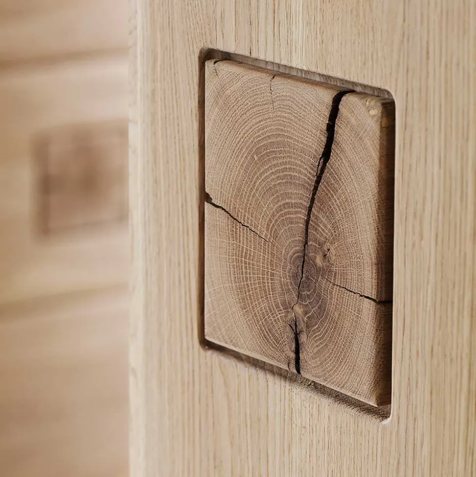 Edle Wohnwand mit 320cm Breite Pontros in Eiche Bianco teilmassiv (vierteilig)