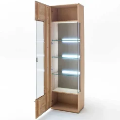 Edle Wohnwand mit 320cm Breite Pontros in Eiche Bianco teilmassiv (vierteilig)