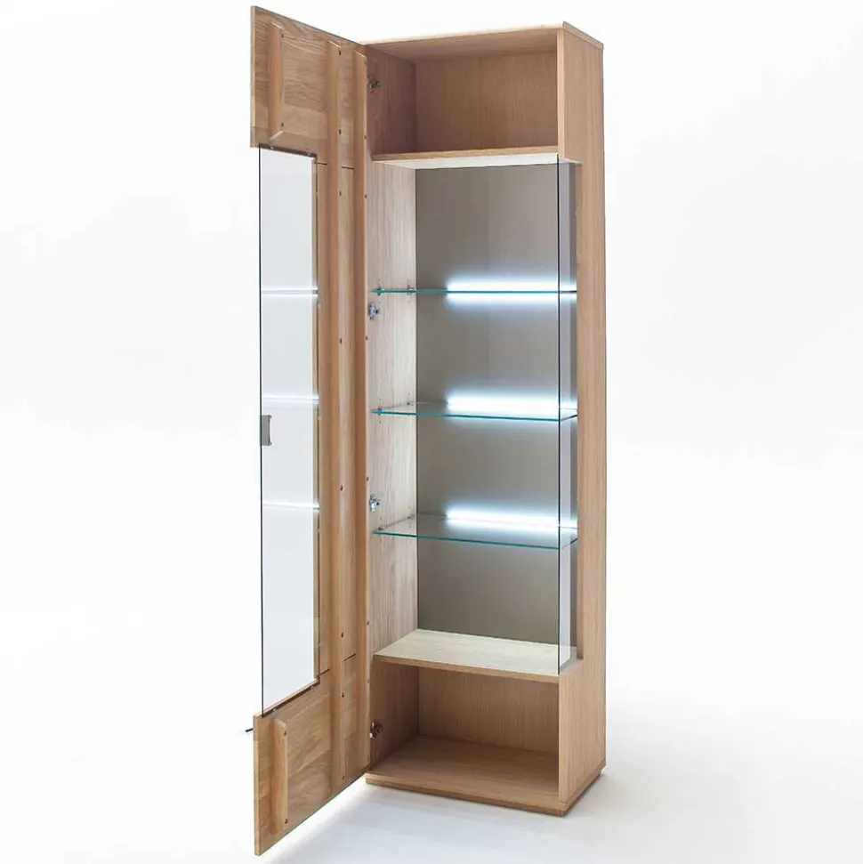 Edle Wohnwand mit 320cm Breite Pontros in Eiche Bianco teilmassiv (vierteilig)