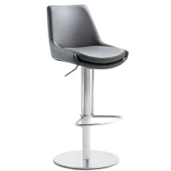 Edler Barstuhl aus Kunstleder in Grau - Viralus