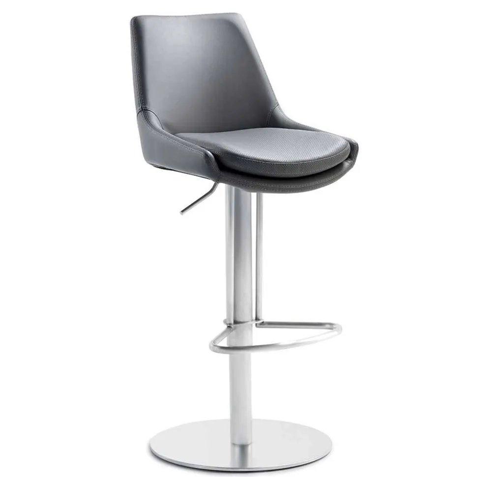 Edler Barstuhl aus Kunstleder in Grau - Viralus