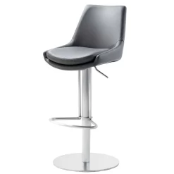 Edler Barstuhl aus Kunstleder in Grau - Viralus