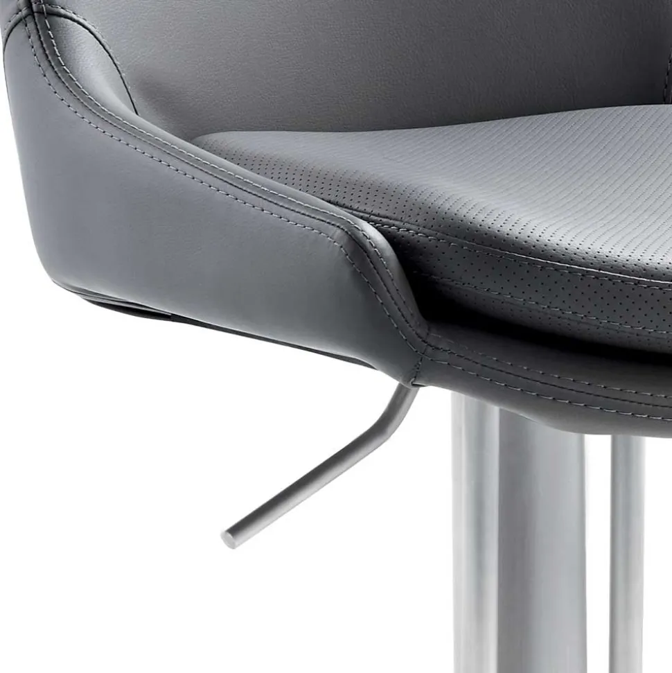 Edler Barstuhl aus Kunstleder in Grau - Viralus