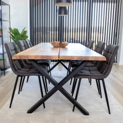 Eiche Esstisch & 6 Polsterstühle - Tricky (siebenteilig)