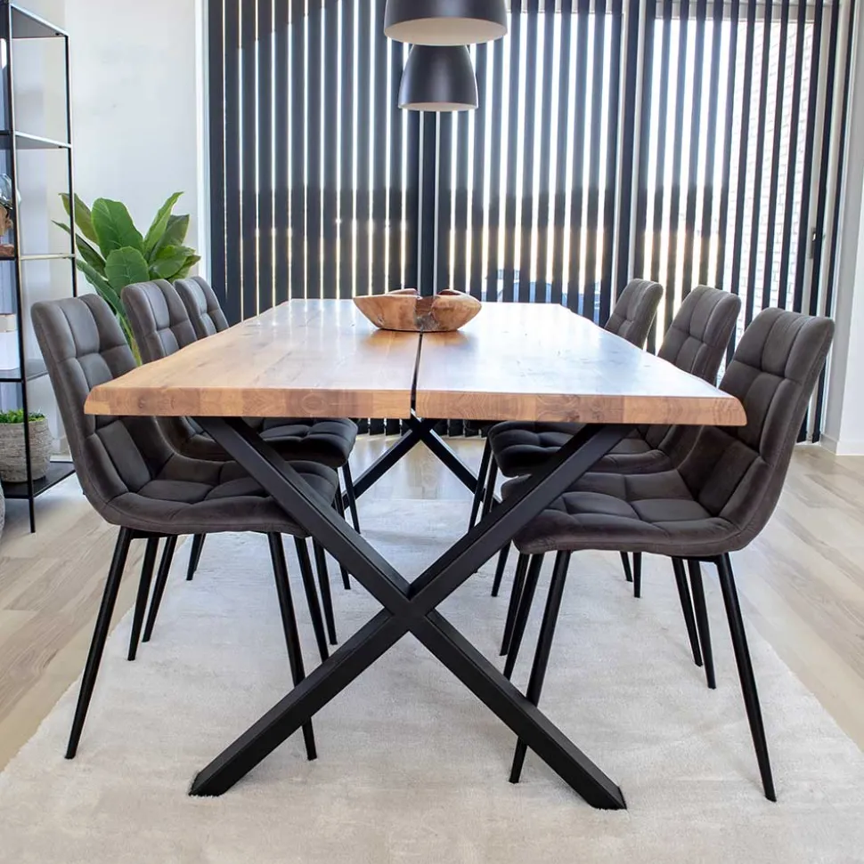 Eiche Esstisch & 6 Polsterstühle - Tricky (siebenteilig)