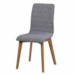 Eiche Esstisch & Stühle Grau - Number (siebenteilig)