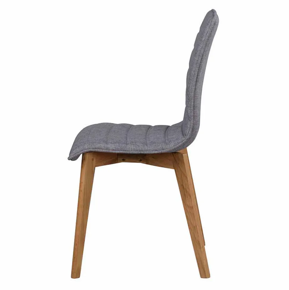 Eiche Esstisch & Stühle Grau - Number (siebenteilig)