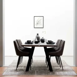 Eiche Rauchfarben Tisch & 6 Stühle Namac in Dunkelgrau (siebenteilig)